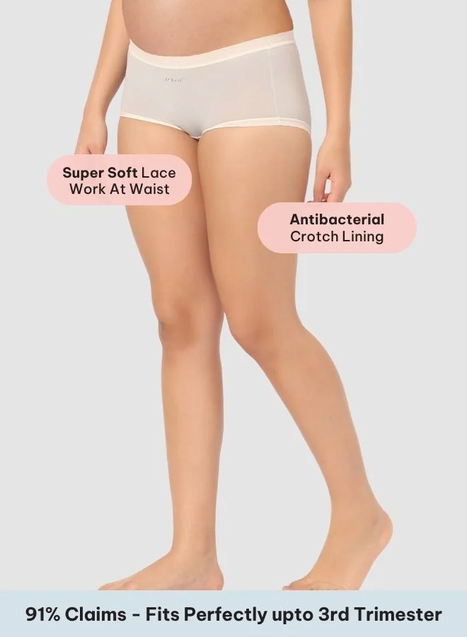 Intimate Queen Corn Bae Maternity Lacy Boy Shorts – Ultra-Soft, No Roll-Ups & Gusset Support, Full Coverage Comfort for Every Trimester (Pack Of 2)